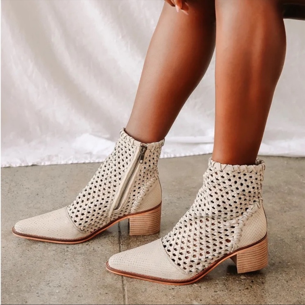 Free People In The Loop Leather Woven Booties